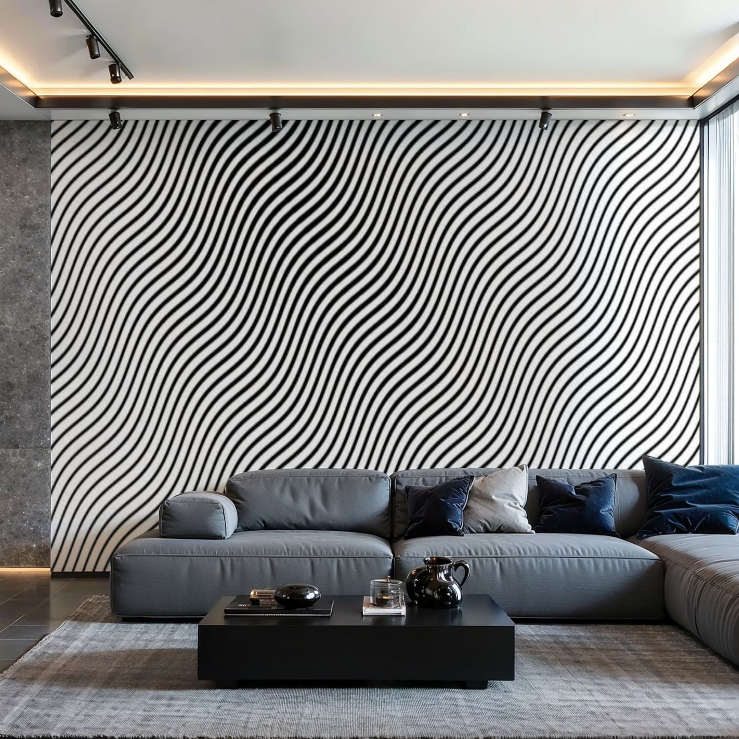 Prxcm Canvas Wall Mural Peel and Stick Large Wallpaper Halftone ripple ...