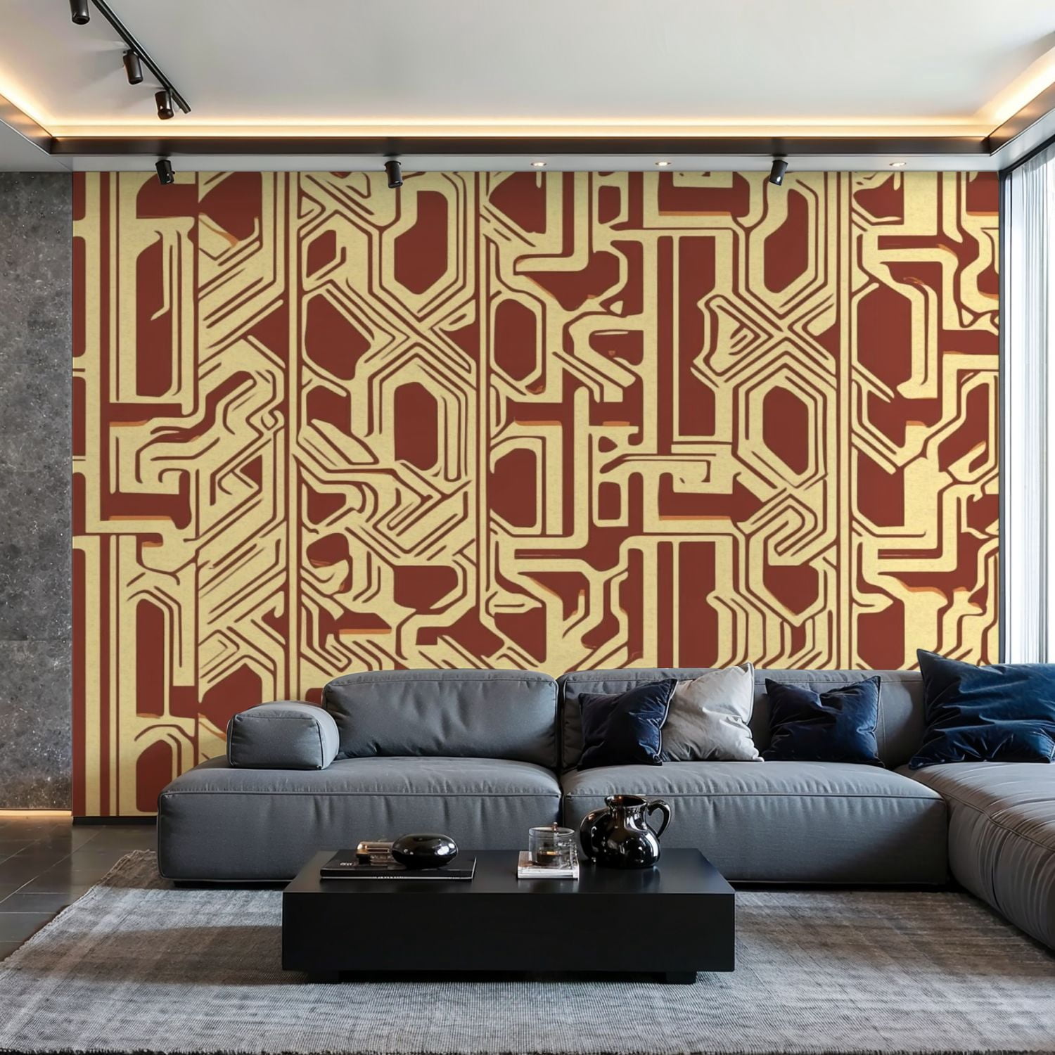 Prxcm Canvas Wall Mural Peel and Stick Large Wallpaper Japanese Zigzag ...