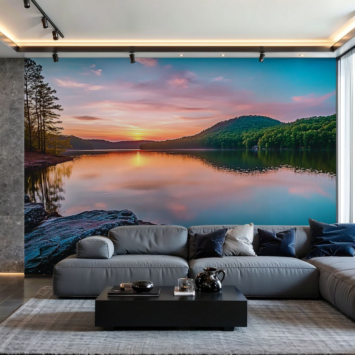 Prxcm Canvas Wall Mural Peel and Stick Large Wallpaper Lake Allatoona ...
