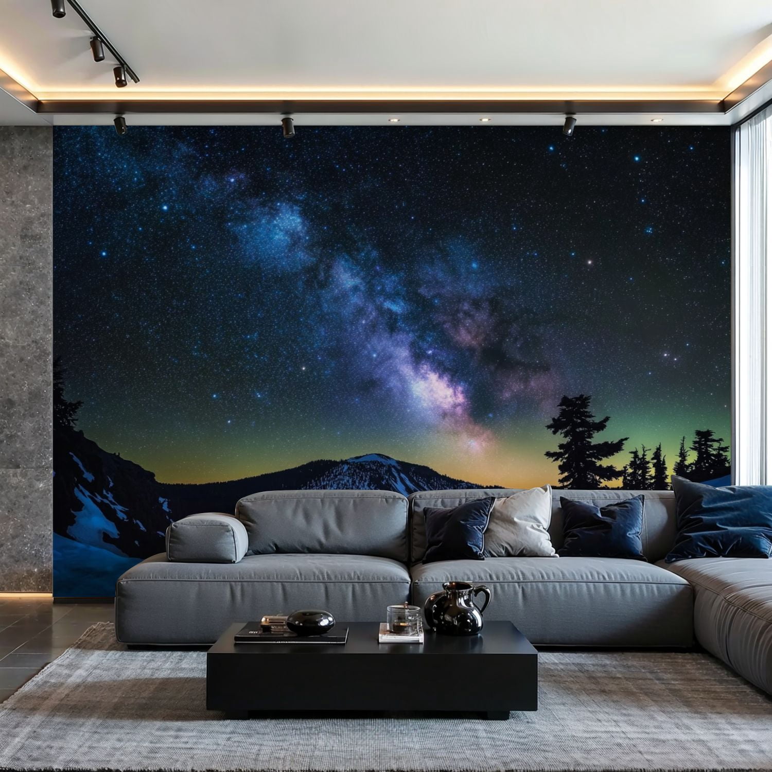 Prxcm Canvas Wall Mural Peel and Stick Large Wallpaper Milky Way ...