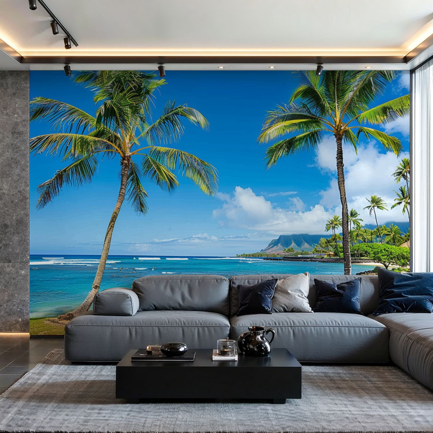 Prxcm Canvas Wall Mural Peel and Stick Large Wallpaper Palm trees beach ...