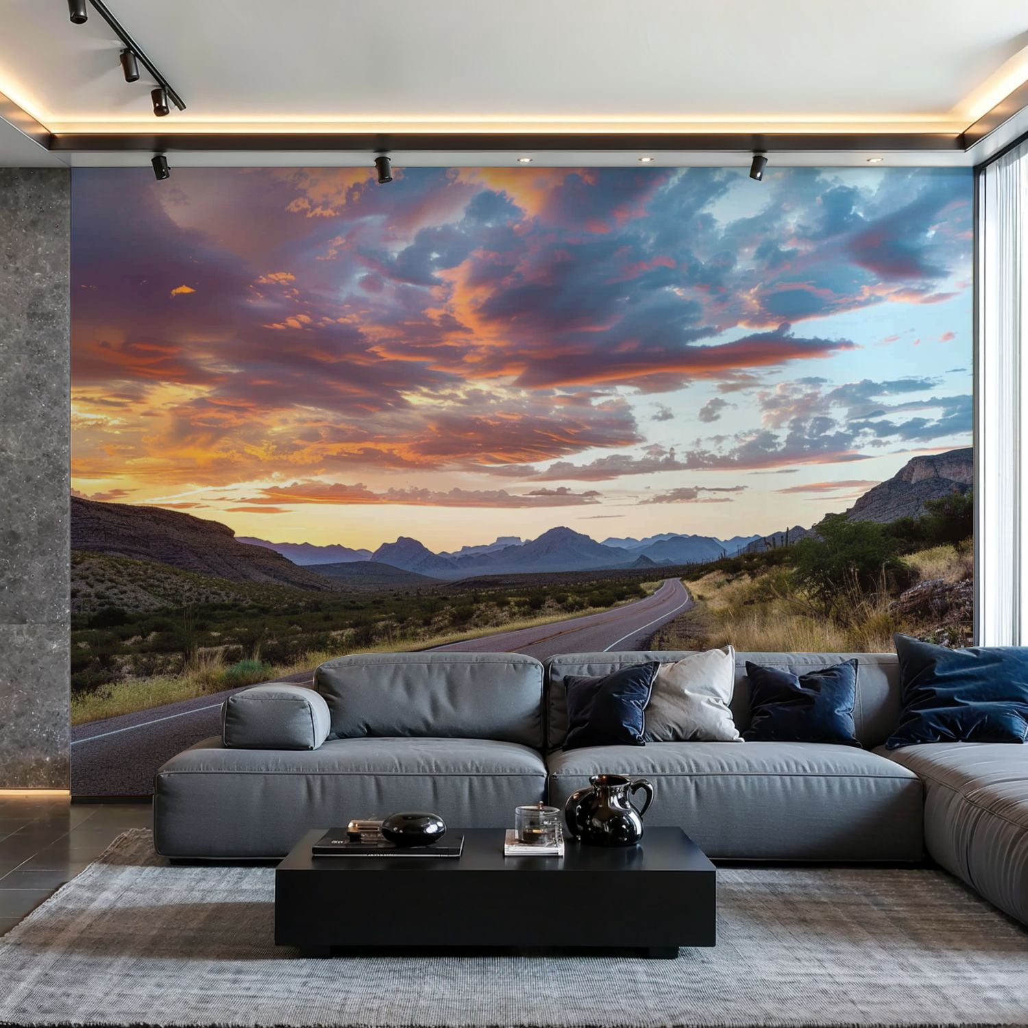 Prxcm Canvas Wall Mural Peel and Stick Large Wallpaper Road dramatic ...