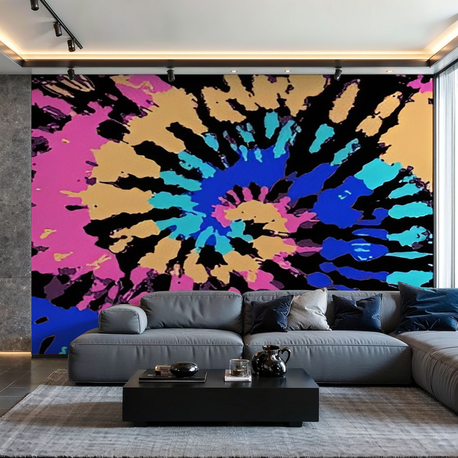 Prxcm Canvas Wall Mural Peel and Stick Large Wallpaper Spiral dye ...