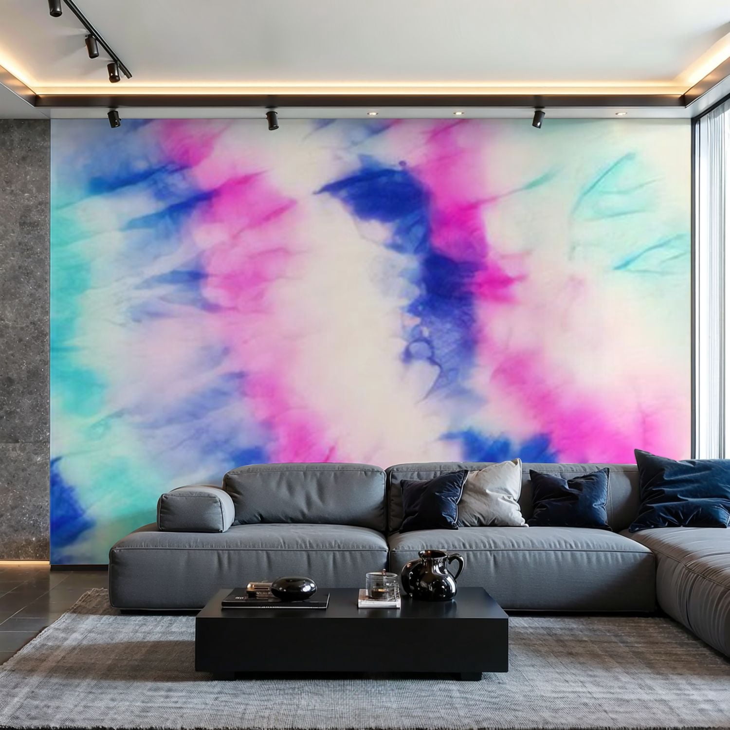Prxcm Canvas Wall Mural Peel and Stick Large Wallpaper Tie Dye Vibrant ...