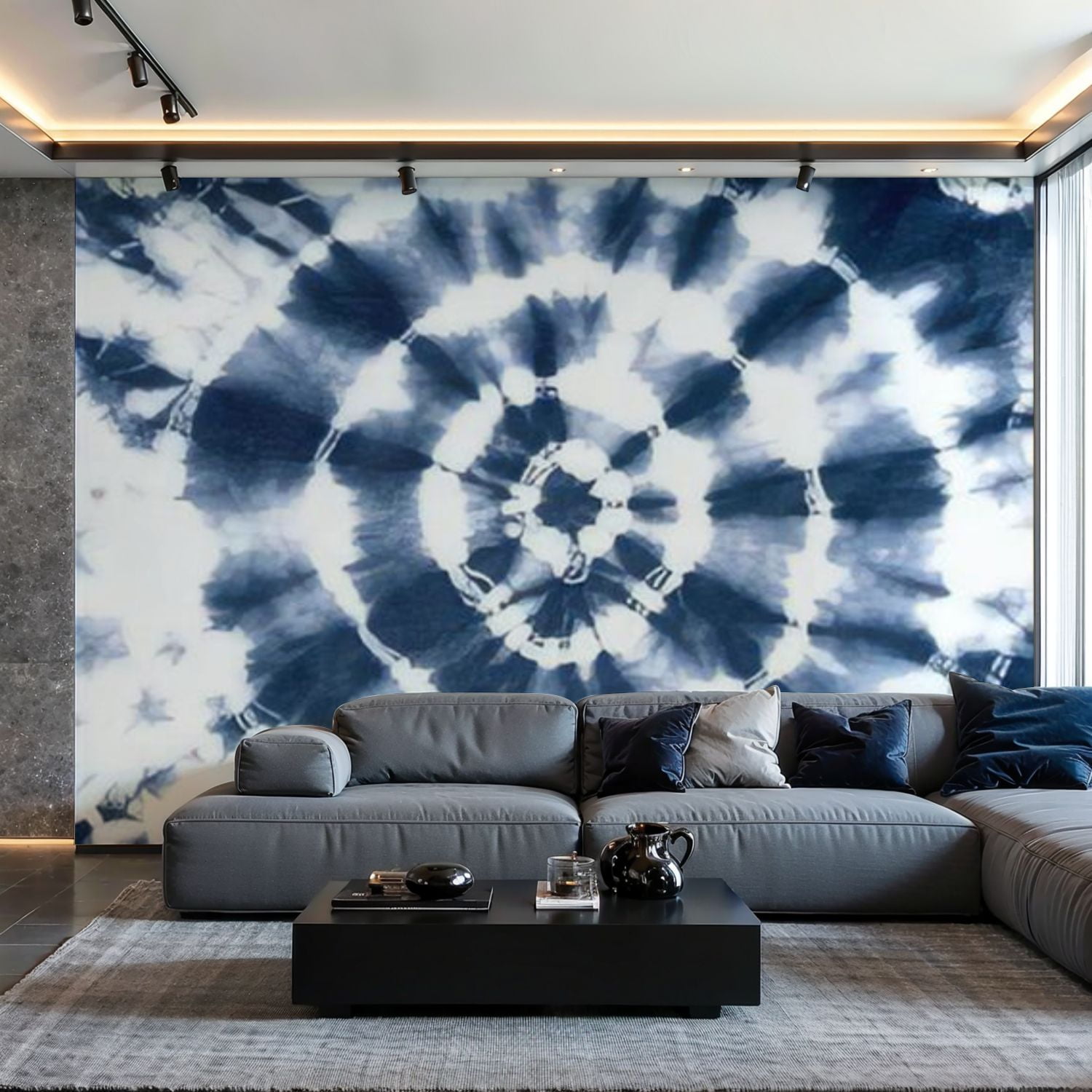 Prxcm Canvas Wall Mural Peel and Stick Large Wallpaper Tie dye shibori ...