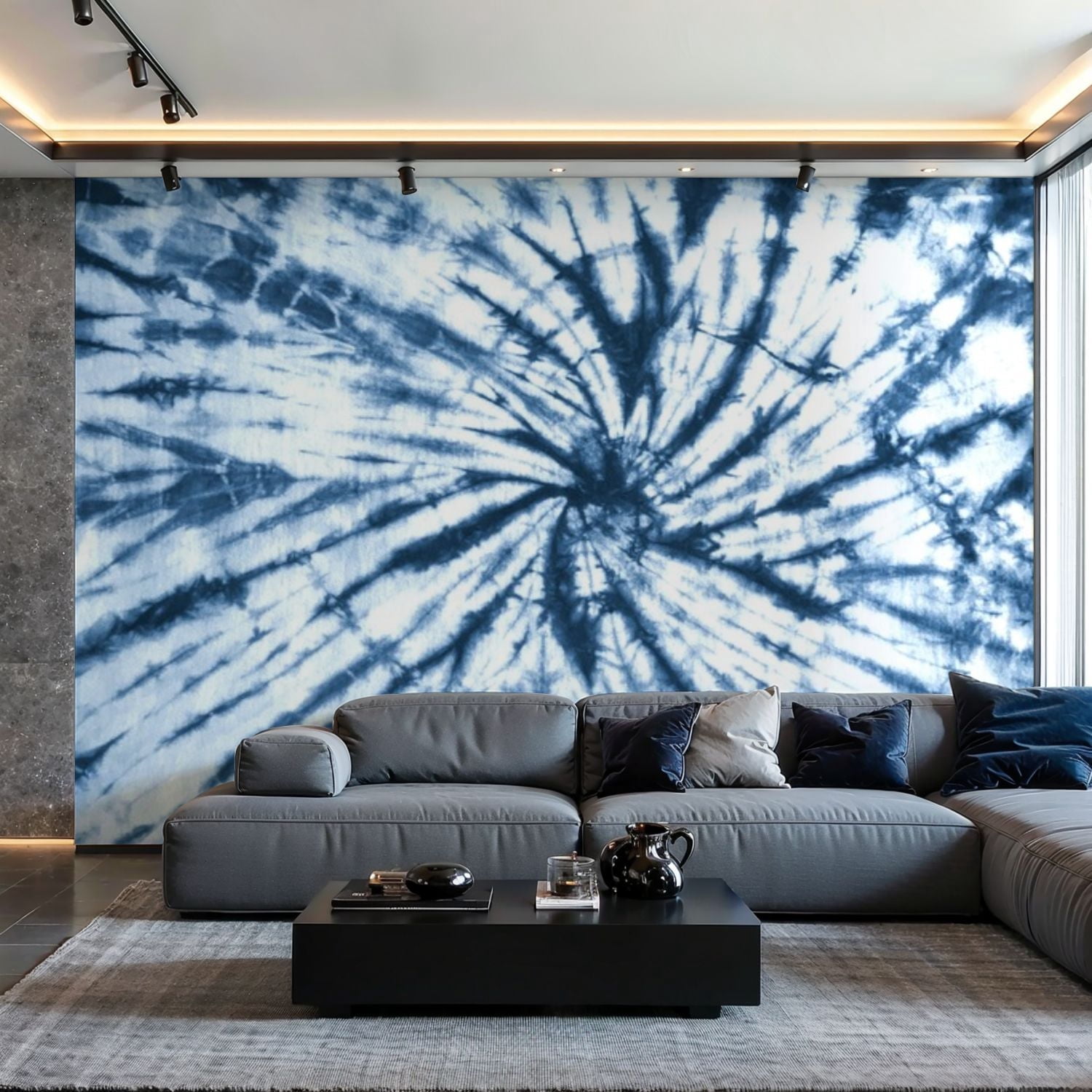 Prxcm Canvas Wall Mural Peel and Stick Large Wallpaper Tie dye shibori ...