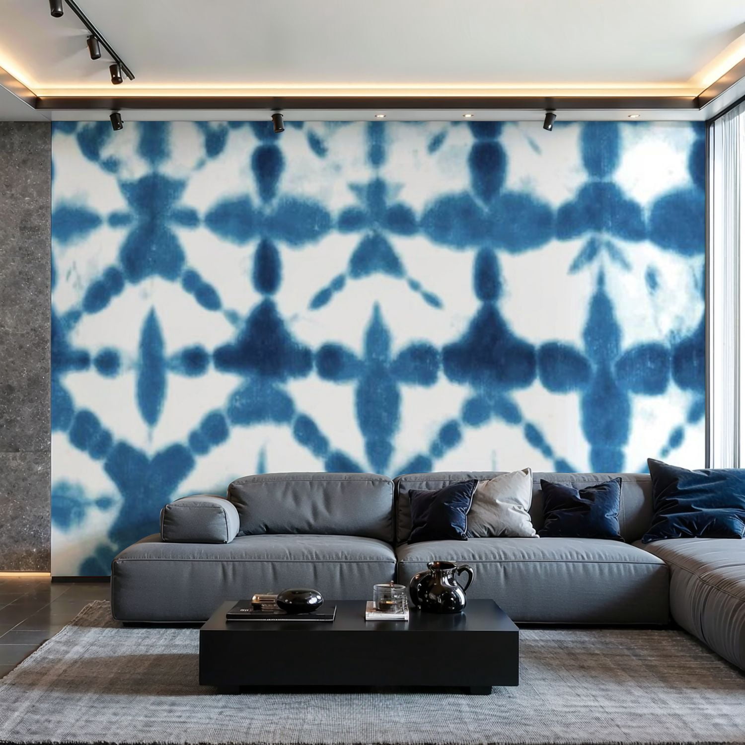 Prxcm Canvas Wall Mural Peel and Stick Large Wallpaper Tie dye shibori ...