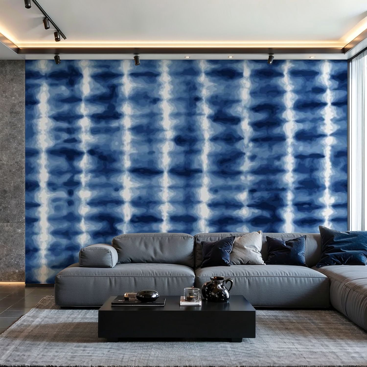 Prxcm Canvas Wall Mural Peel and Stick Large Wallpaper Tie dye textile ...