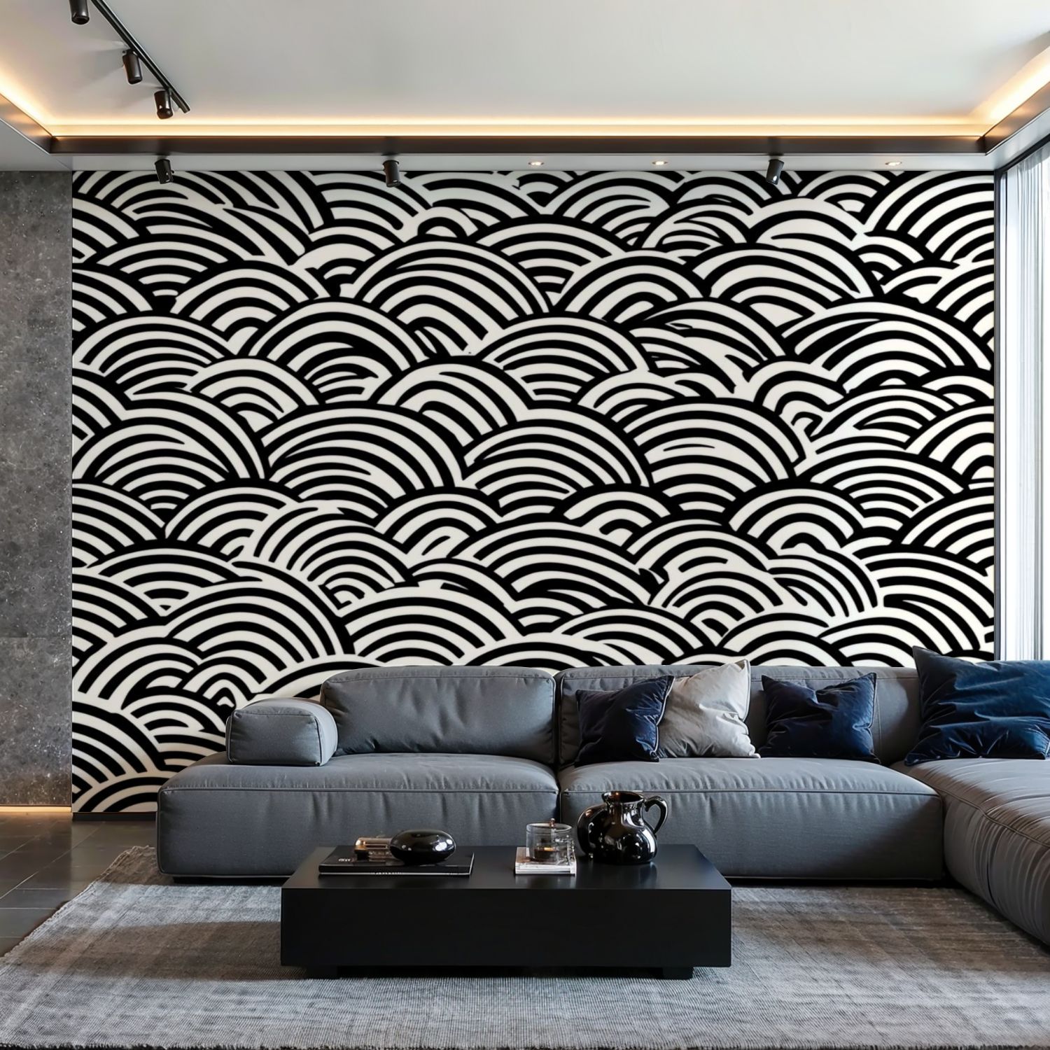 Prxcm Canvas Wall Mural Peel and Stick Large Wallpaper Wave pattern ...