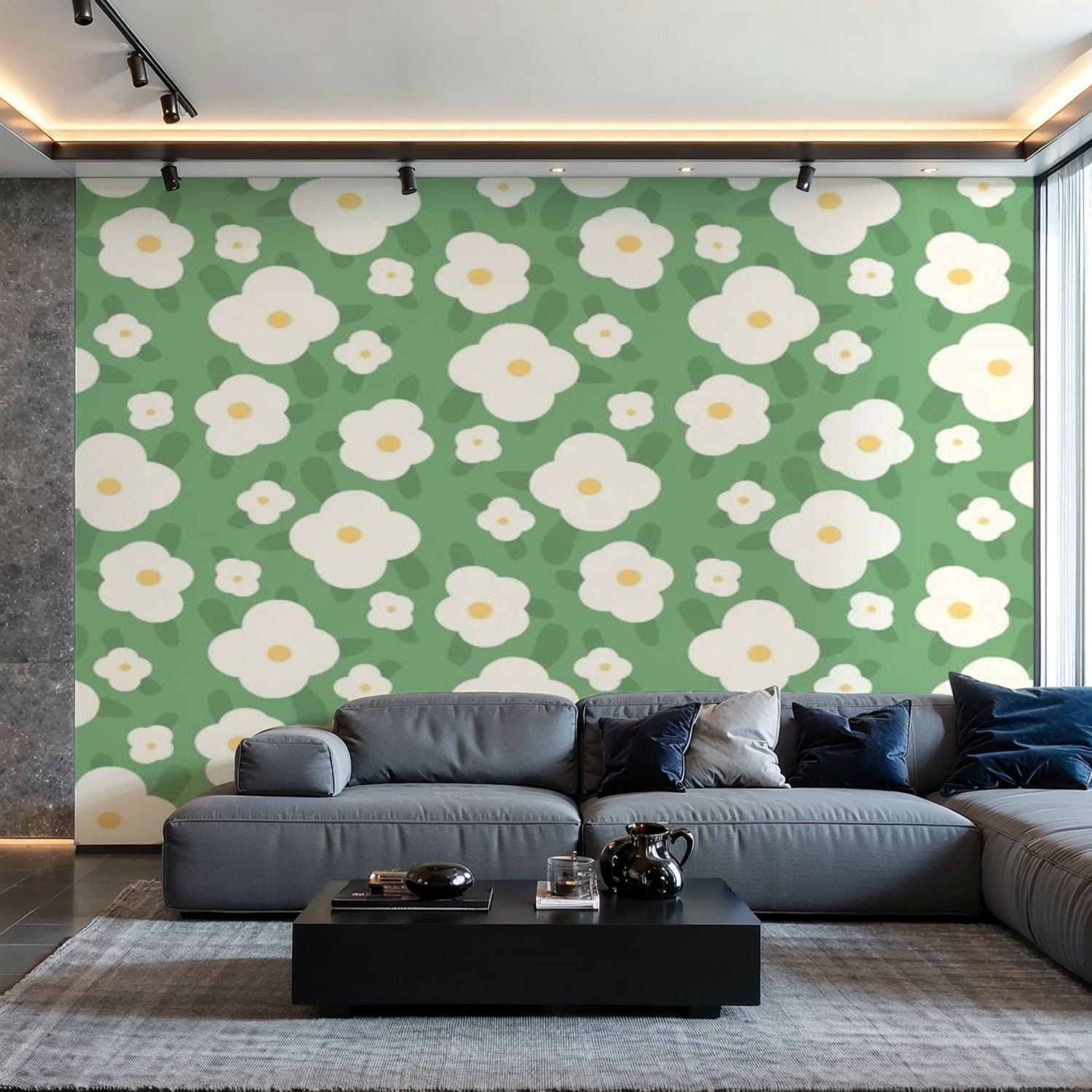 Prxcm Canvas Wall Mural Peel and Stick Large Wallpaper White cosmea ...
