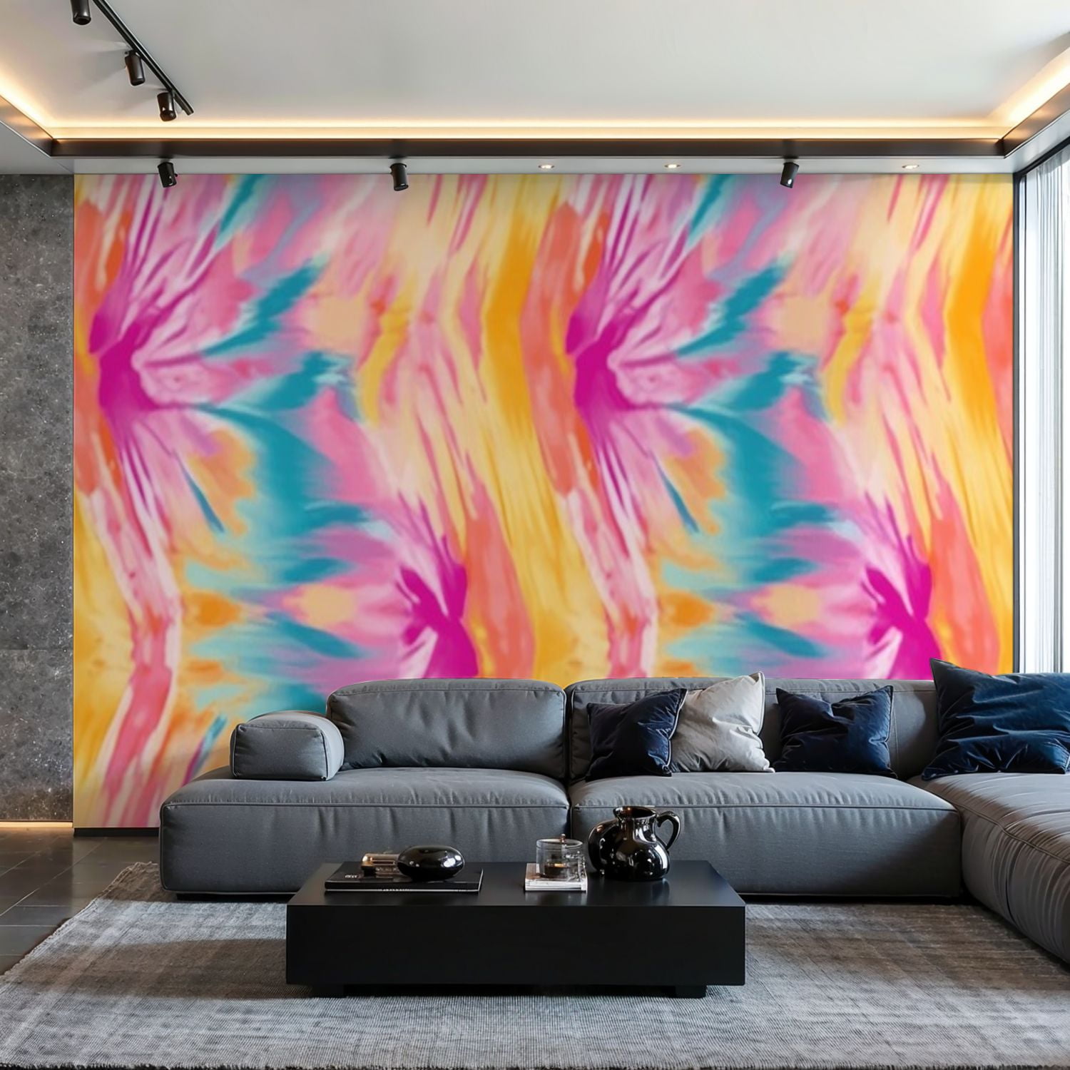Prxcm Canvas Wall Mural Peel and Stick Large Wallpaper rainbow Fabric ...