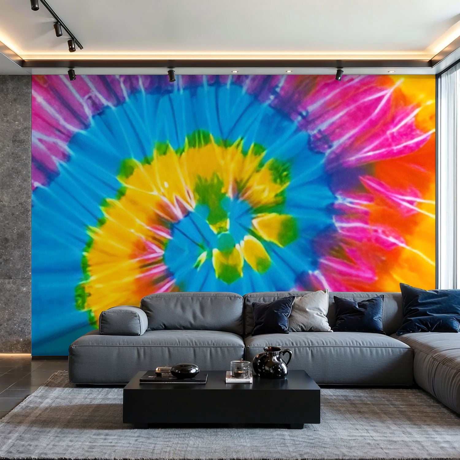 Prxcm Canvas Wall Mural Peel and Stick Large Wallpaper rainbow spiral ...