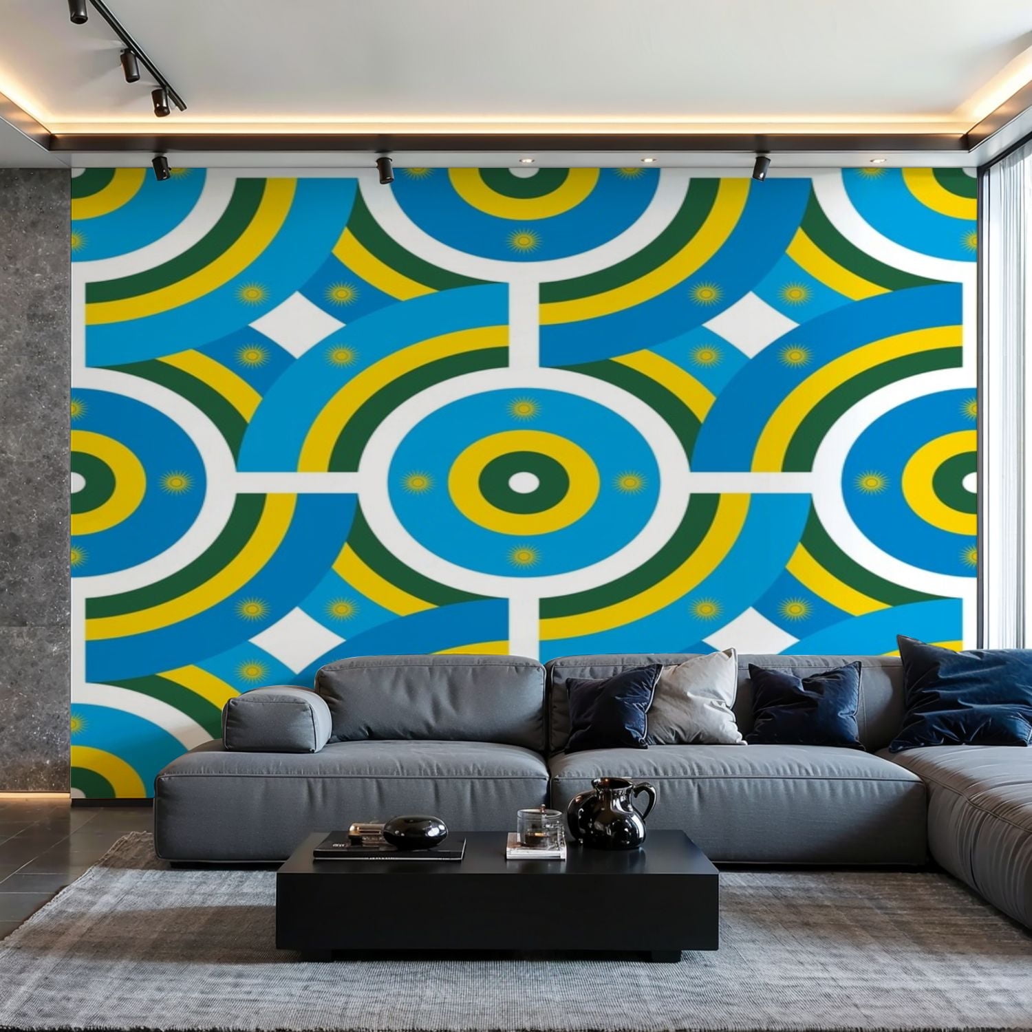 Prxcm Canvas Wall Mural Peel and Stick Large Wallpaper rwanda flag ...