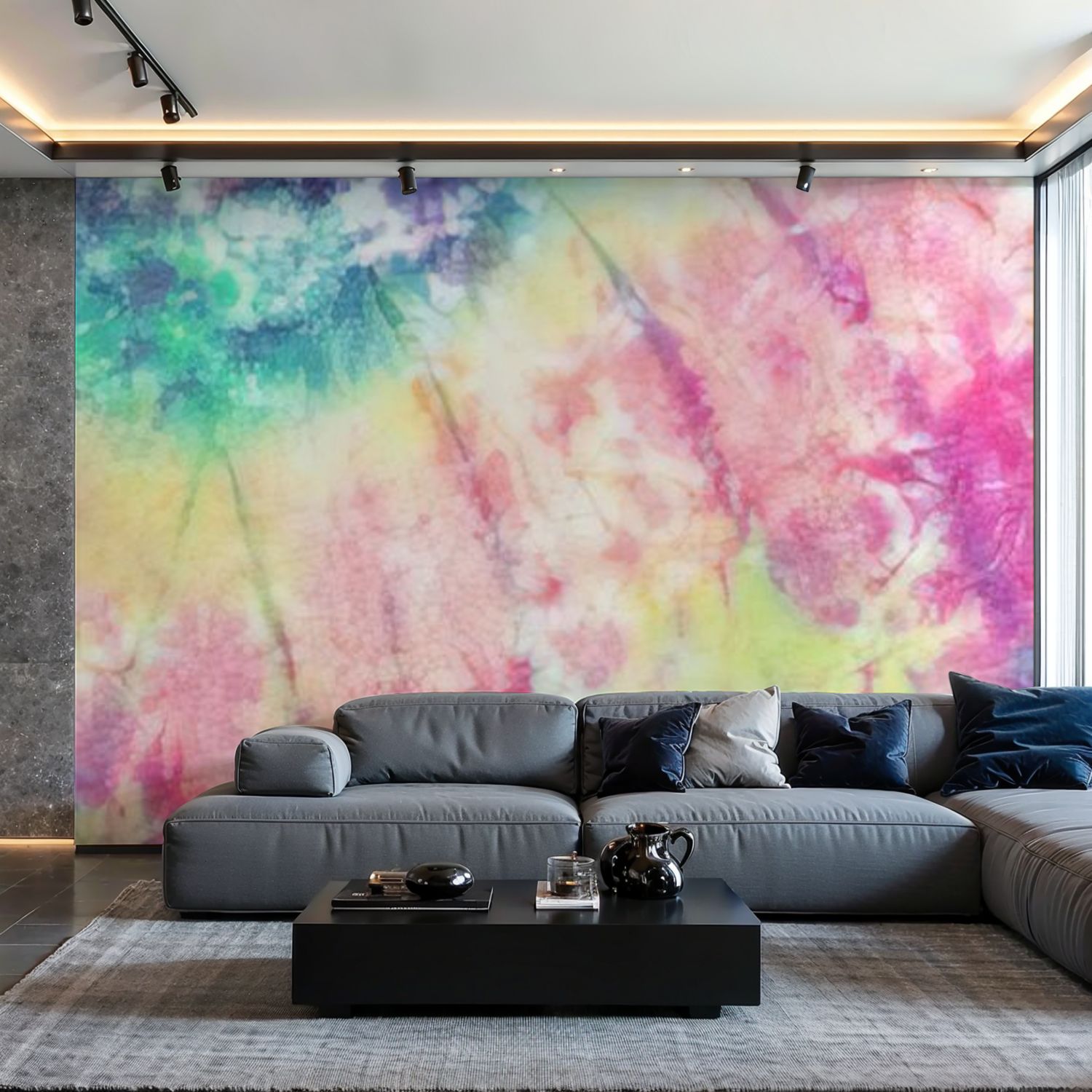 Prxcm Canvas Wall Mural Peel and Stick Large Wallpaper tie dye color ...