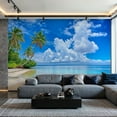 thumbnail image 1 of Prxcm Canvas Wall Mural Peel and Stick Large Wallpaper Palm Ocean Sky Wall Art Decor for Living Room Bathroom Self Adhesive and Removable 69in x 98in, 1 of 2