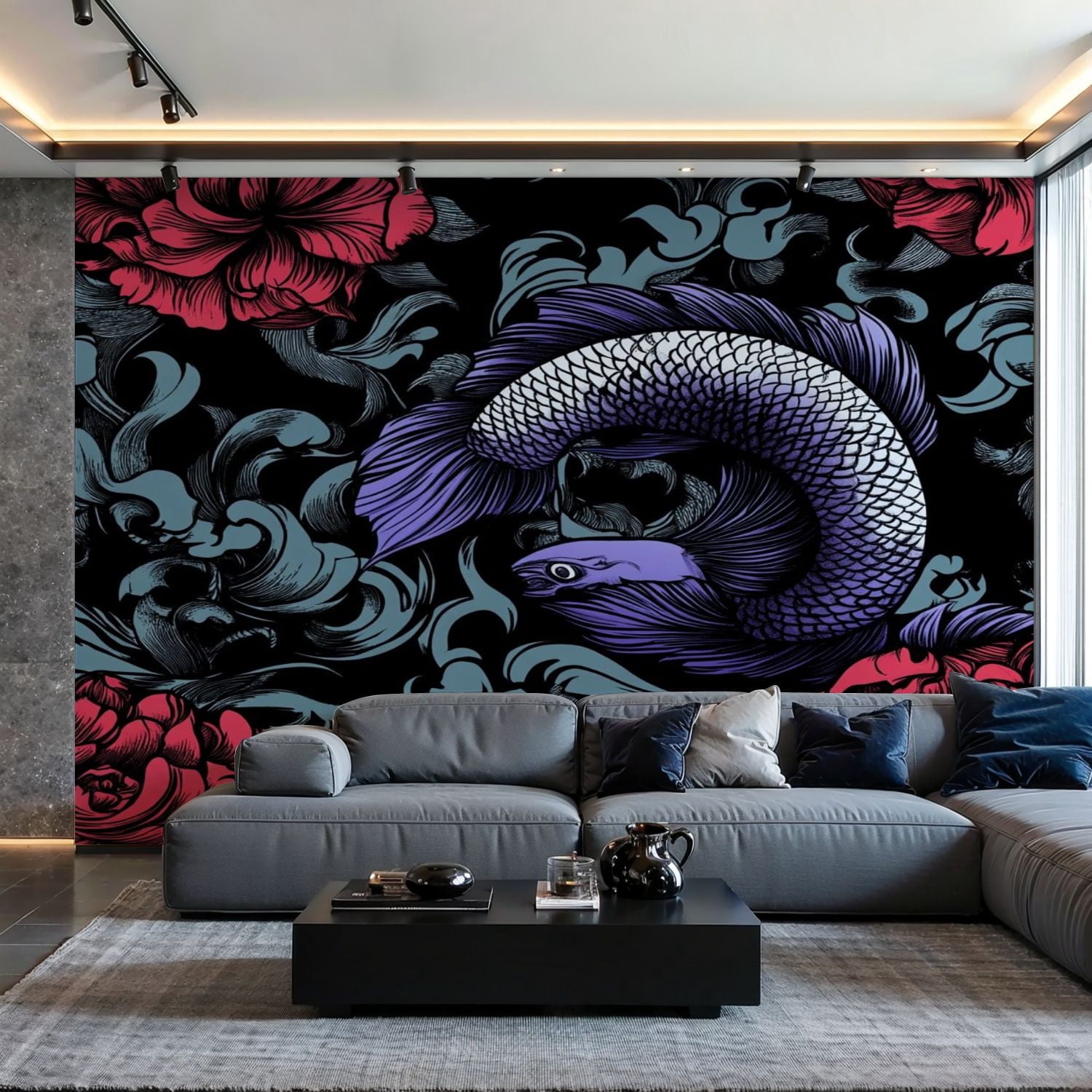 Prxcm Canvas Wall Mural Peel and Stick Large Wallpaper Seamless carp ...