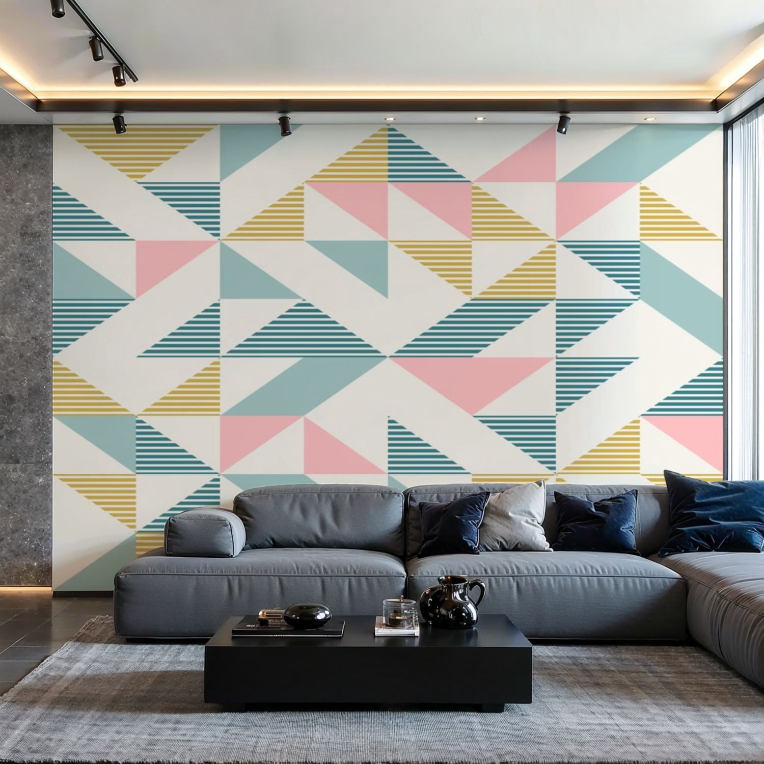 Prxcm Peel and Stick Canvas Wallpaper Abstract geometric diamond shapes ...