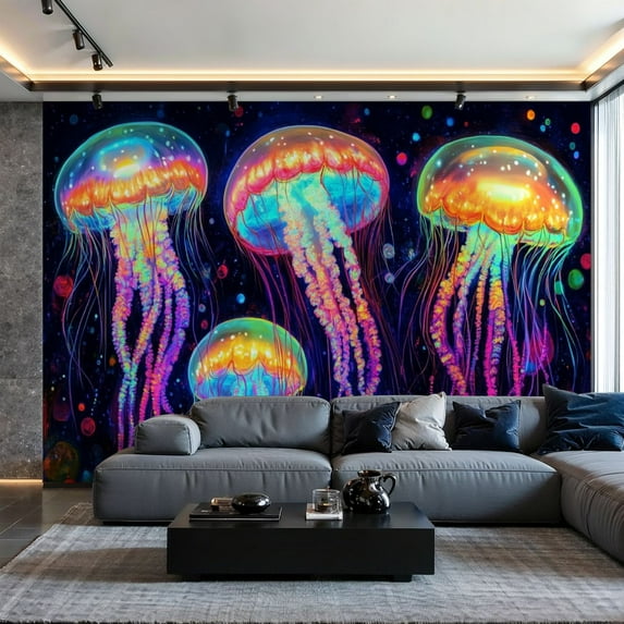 Prxcm Peel and Stick Canvas Wallpaper Blacklight Art Wall Mural Decor Self Adhesive and Removable 100"x 144"