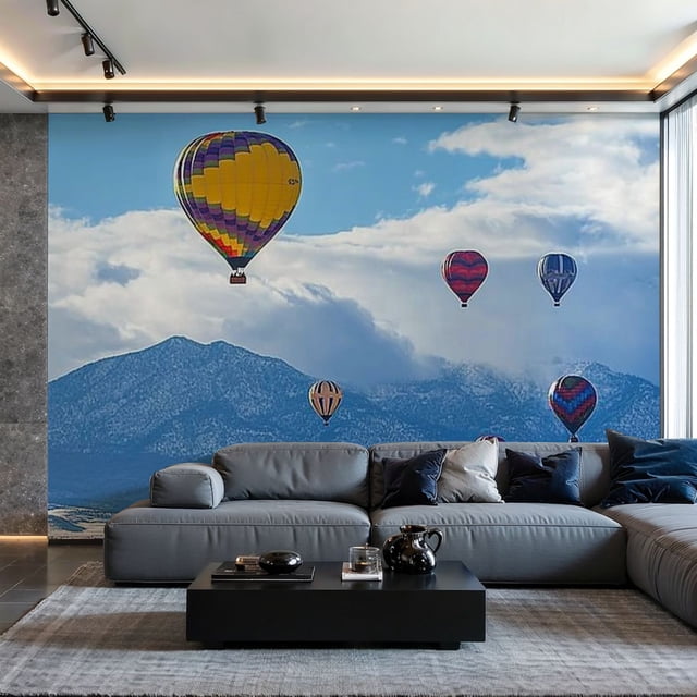 Prxcm Peel and Stick Canvas Wallpaper Hot Air Balloons Sandia Mountains ...