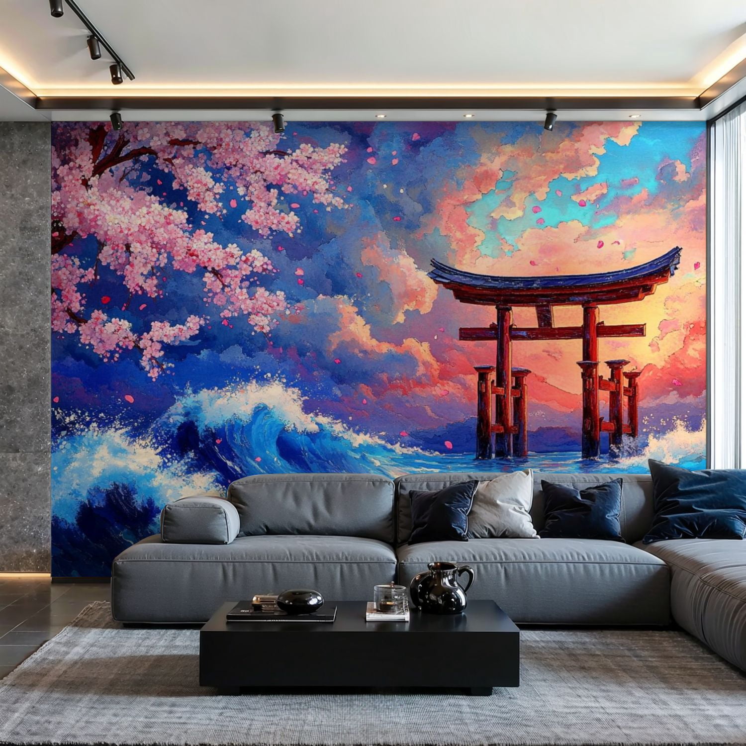 Prxcm Peel and Stick Canvas Wallpaper Ocean Wave Art Wall Mural Decor ...