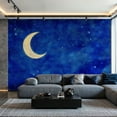 thumbnail image 1 of Prxcm Peel and Stick Canvas Wallpaper Outer Space Galaxy Dark Blue Stars Moon Art Wall Mural Decor Self Adhesive and Removable 100"x 144", 1 of 5