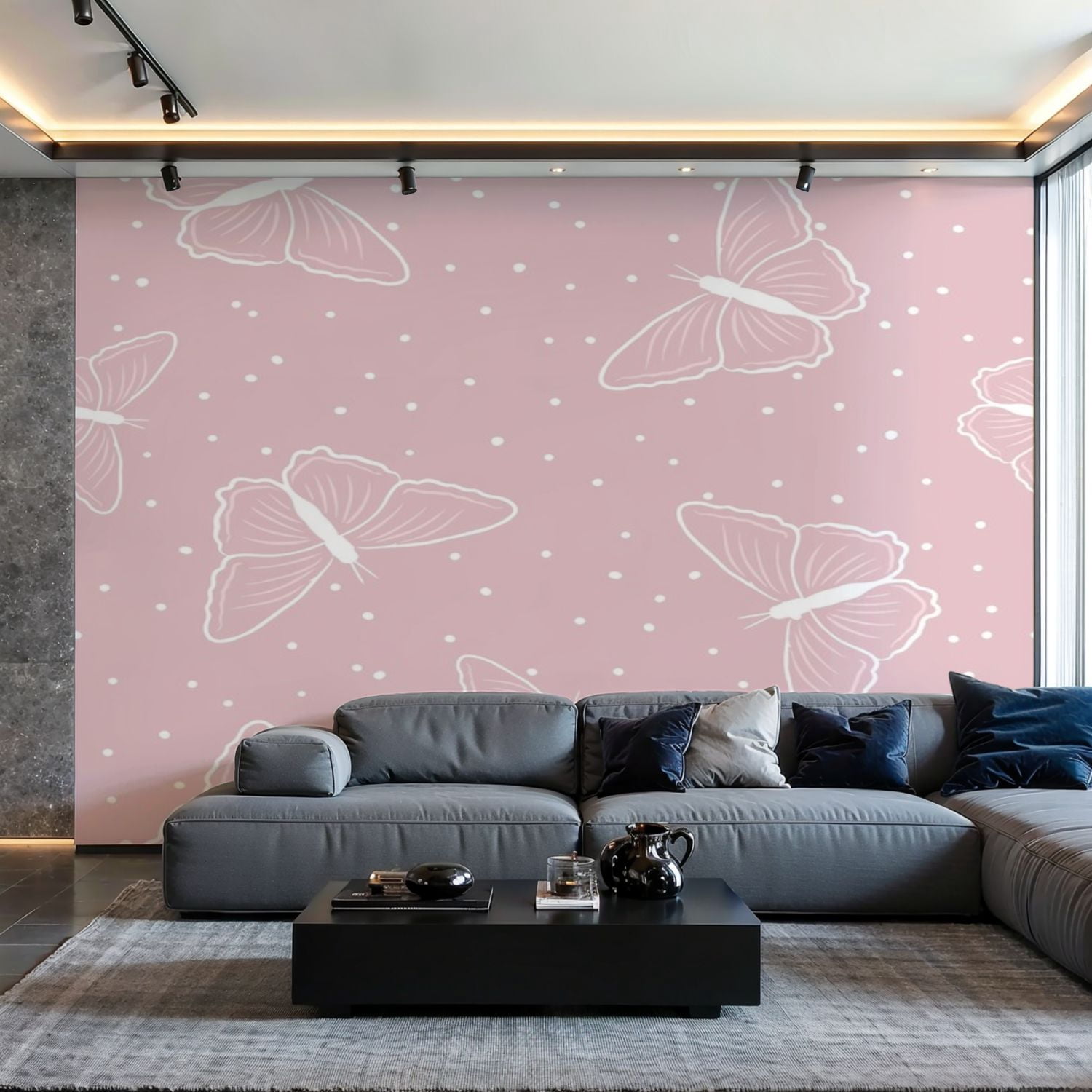 Prxcm Peel and Stick Canvas Wallpaper Seamless butterfly pattern style ...