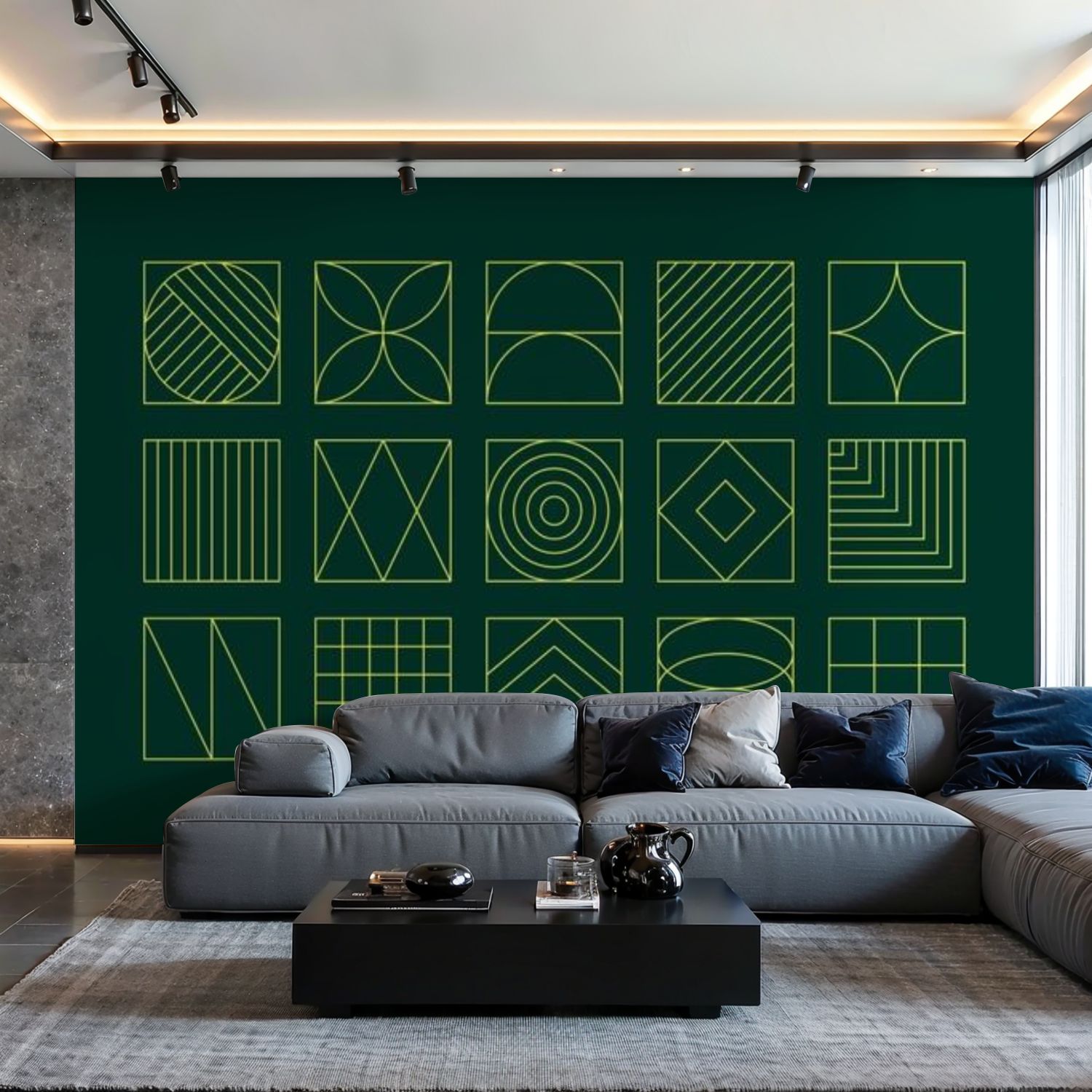 Prxcm Peel and Stick Canvas Wallpaper Set geometric linear shapes ...