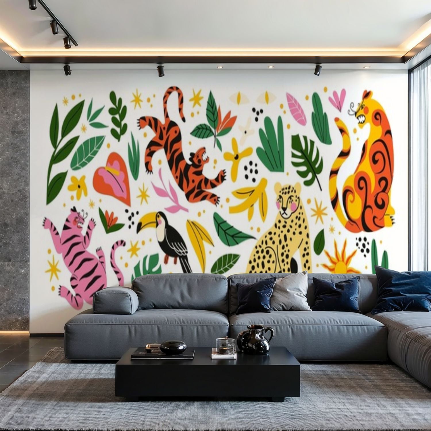 Prxcm Peel and Stick Canvas Wallpaper Stickers exotic tropical leaves ...