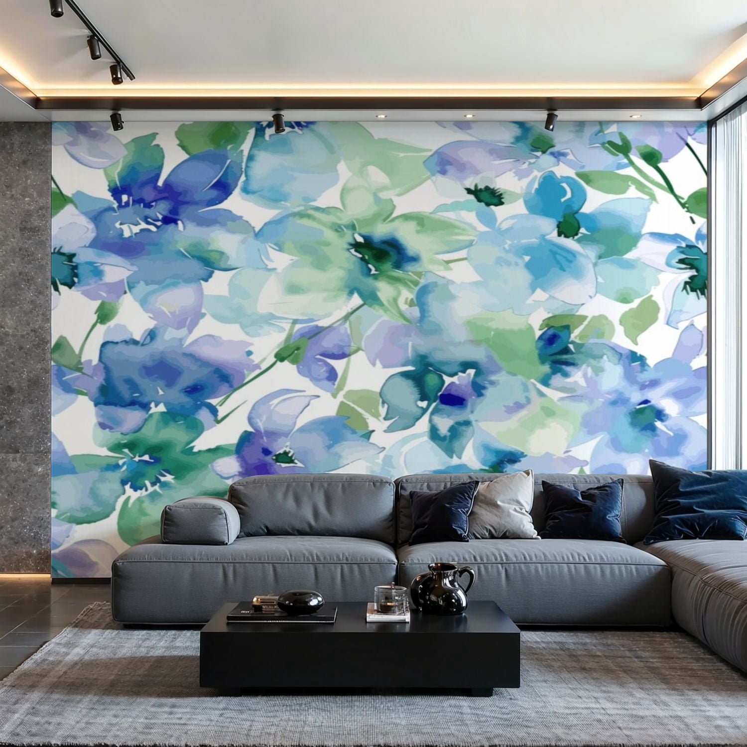 Prxcm Peel and Stick Canvas Wallpaper Sweet flower watercolor seamless ...