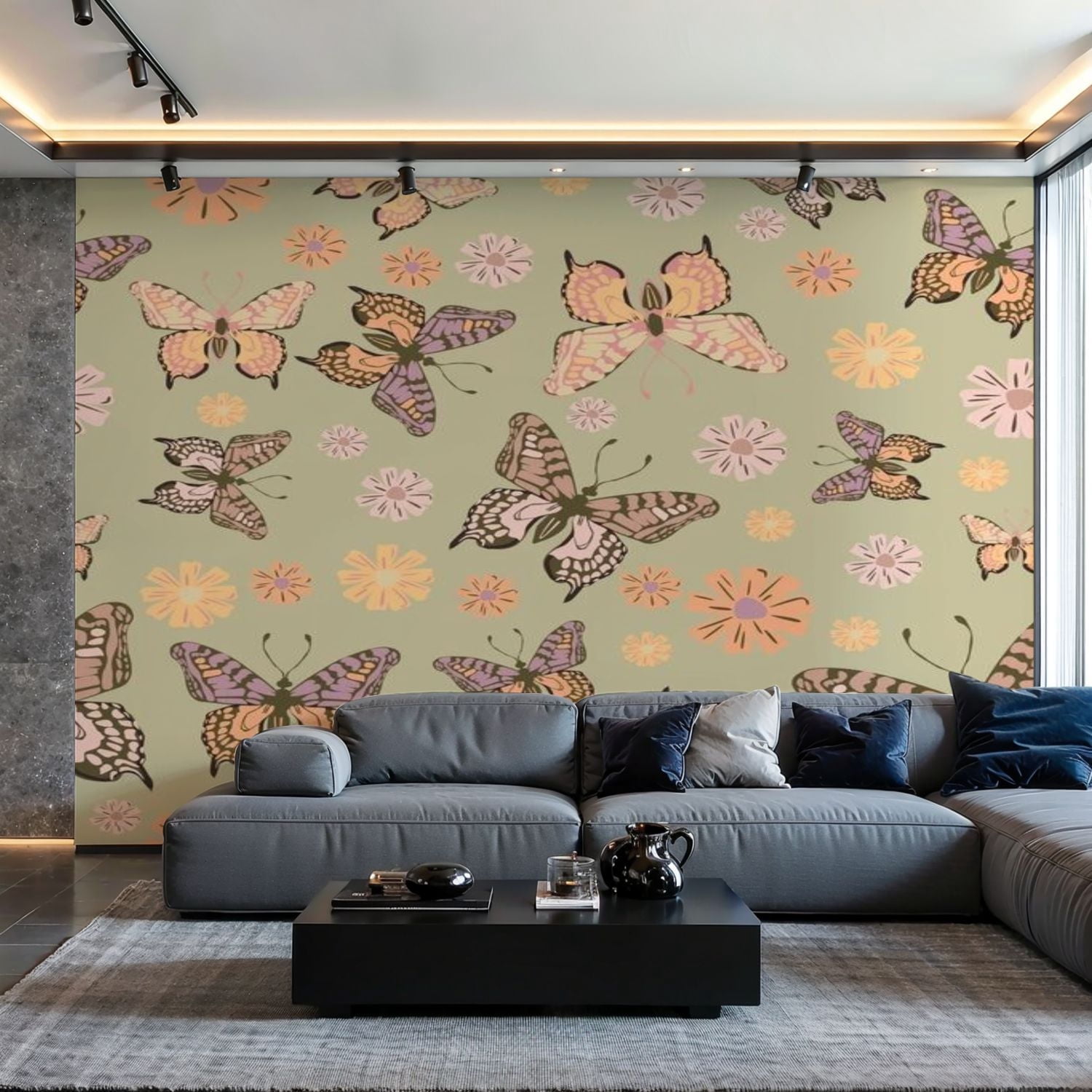 Prxcm Peel and Stick Canvas Wallpaper seamless butterfly print ...