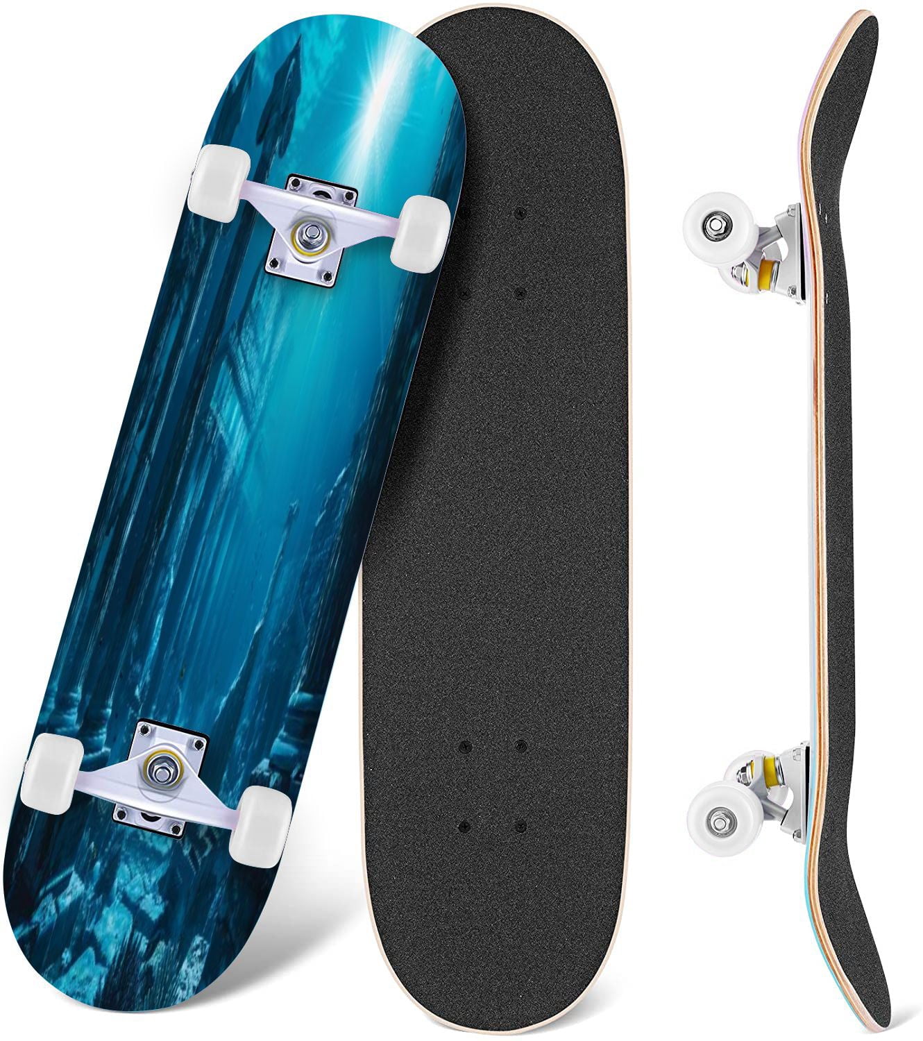 Skateboard X-Skate 31″ Double Kick Per Principianti – 7 Strati In Betulla, Cuscinetti ABEC-7, Ruote PU