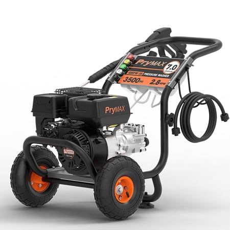 Steelite Gas Powered Pressure Washer with 3500 PSI Max and 2.8 GPM -Soap Tank and 5 Nozzles Set