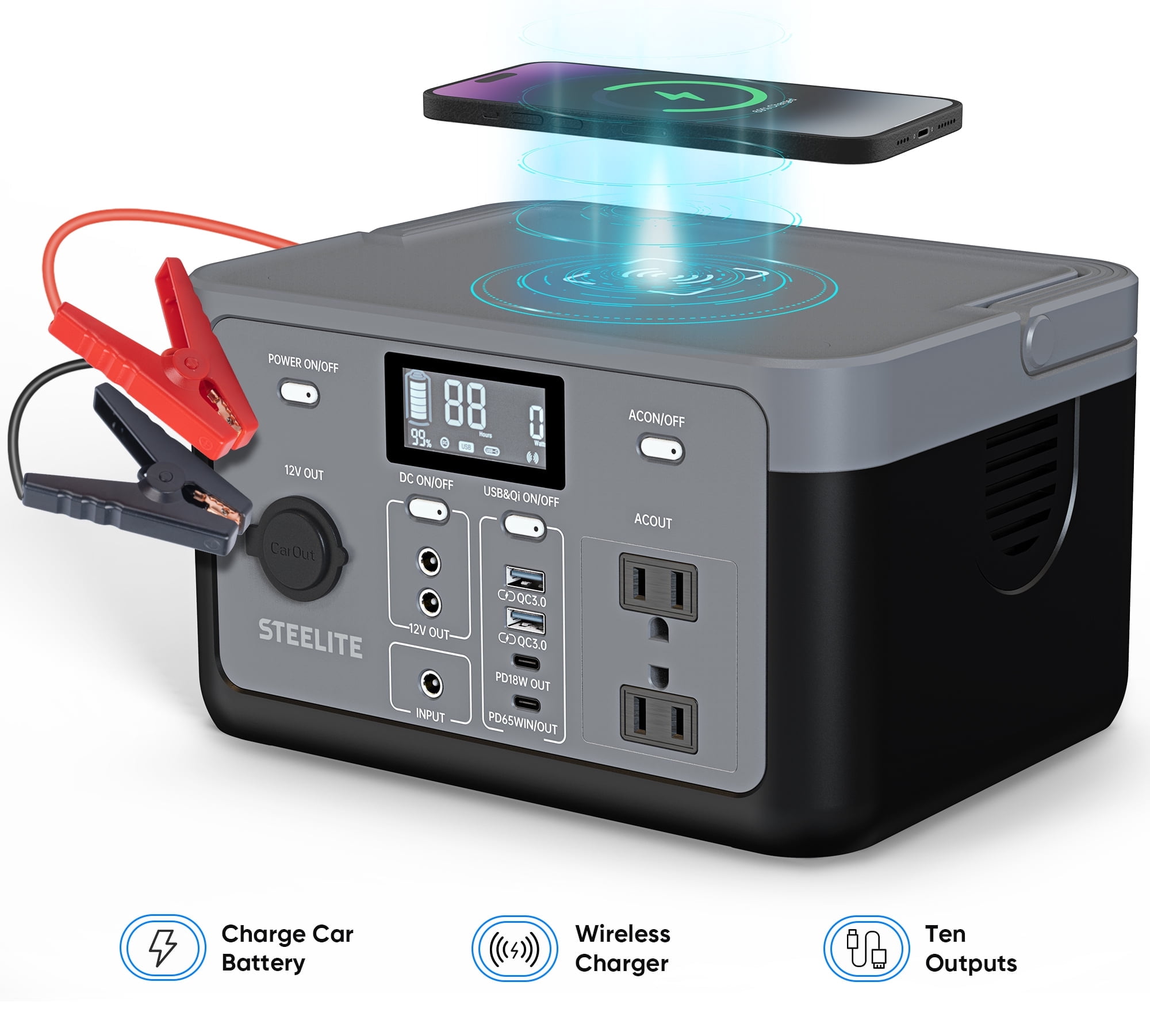 PryMAX ポータブル電源　1110Wh/300000mAh PryMax Steelite 1200W Portable Power Station 1110Wh Solar