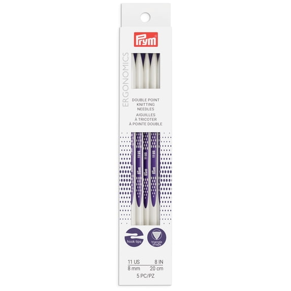 Prym Ergonomic 8" Double Point Knitting Needles, US 11 (8mm)