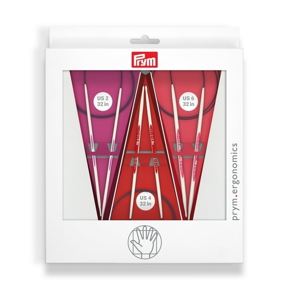 Prym Ergonomics 32" Circular Knitting Needles Set, US 2, 4 & 6