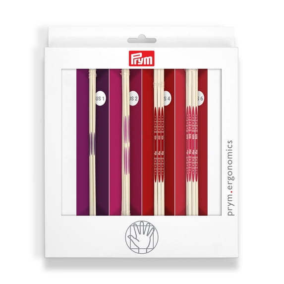 Prym Ergonomics 8" Double Point Knitting Needles Set, US 1, 2, 4 & 6