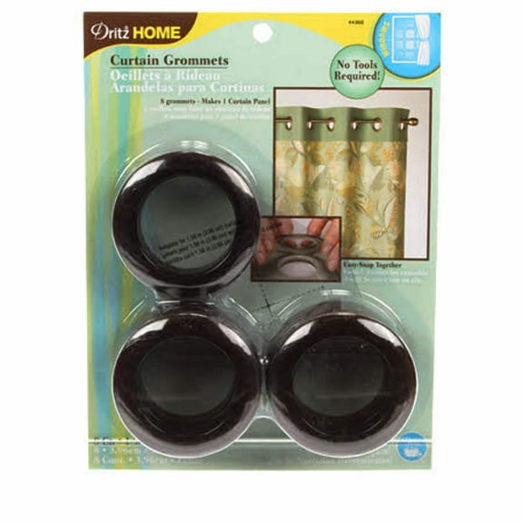 Dritz Home Curtain Grommets 1.5625" Inner Diameter Plastic-Pewter 8/Pkg