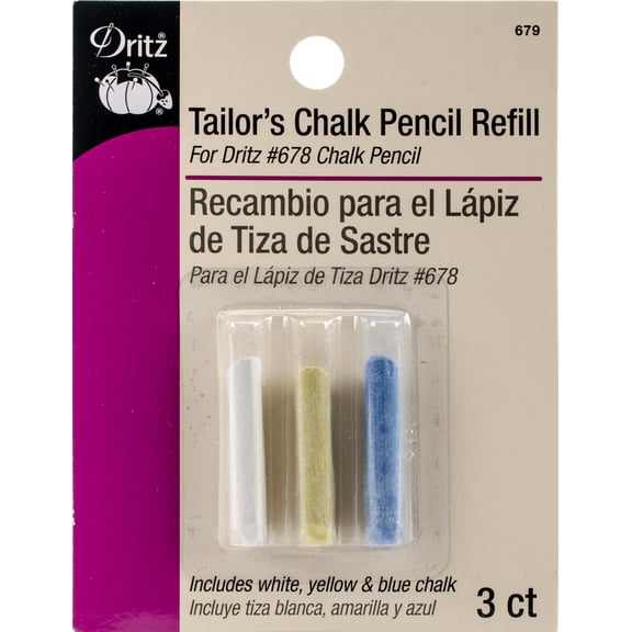 Dritz Tailor's Chalk Pencil Refill-white Yellow & Blue