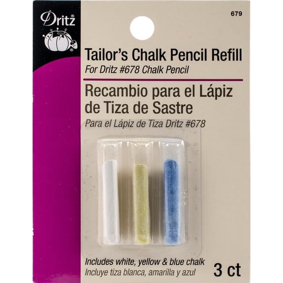 Dritz Tailor's Chalk Pencil Refill-white Yellow & Blue