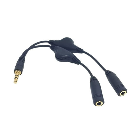 Pryntopha 3.5mm Male to Double Female Headphone Headset Y Splitter Cable with Volumes Control Switches Headset Splitter for PC