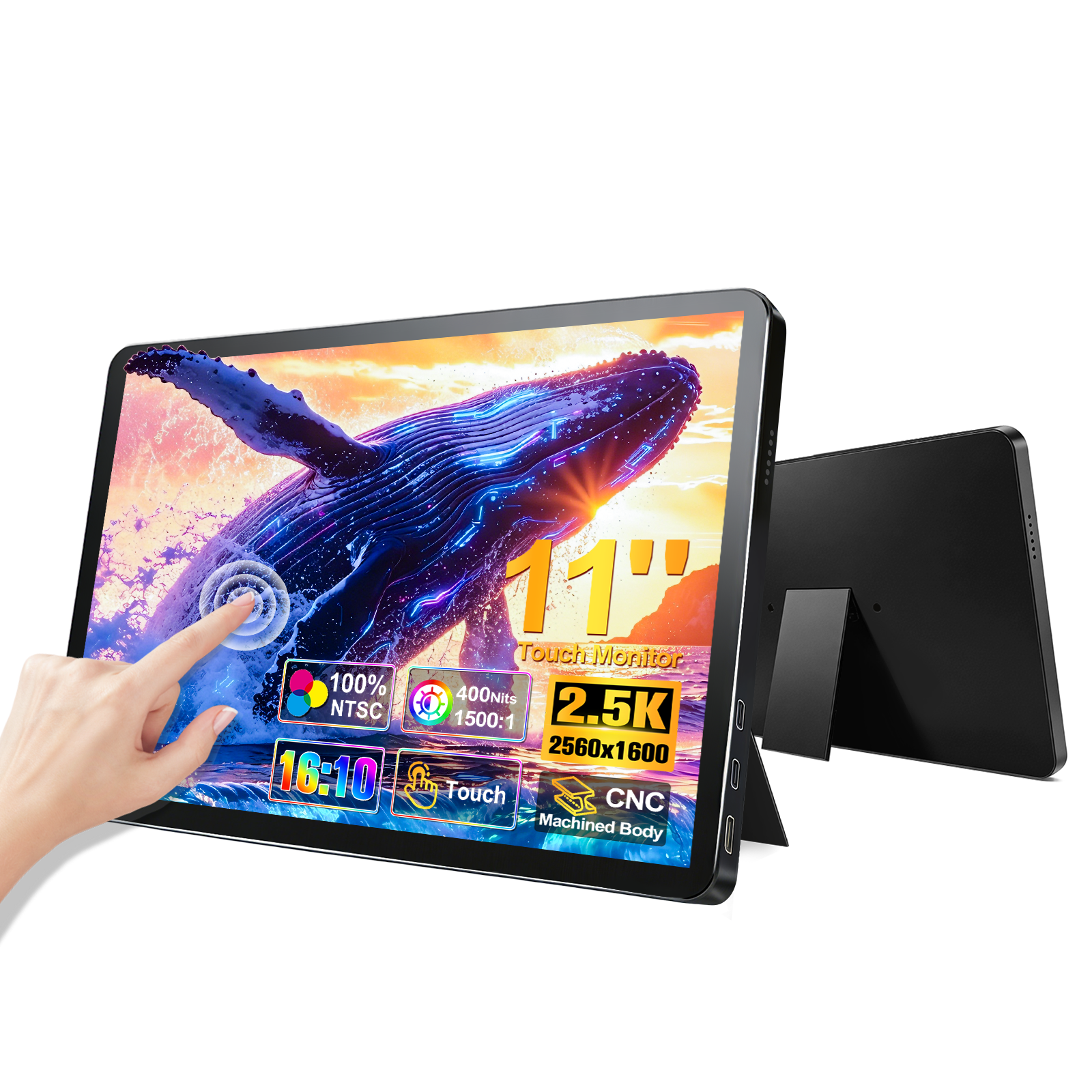 Prystivue Portable Monitor 11 Inch 2.5K QHD Display 2560 x 1600 USB-C ...