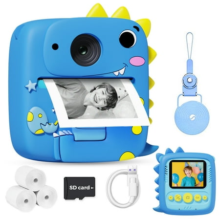 Prysyed Upgrade Kids Camera Instant Print, Christmas Birthday Gifts for Kids Age 3-9,1080P Toddler Digital Camera, Portable Travel Toy, Blue