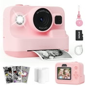 Prysyed Upgrade Kids Camera Instant Print,1080P HD Digital Video Cameras Birthday Gifts for Girls Boys 3 4 5 6 7 8 9 10 Year Old-Pink