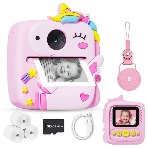 Prysyed Upgrade Kids Camera Instant Print, Christmas Birthday Gifts for Kids Age 3-9, 1080P Toddler Digital Camera, Pink