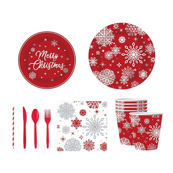 PryvnHome 10-Piece Snowflake Themed Dinnerware Set