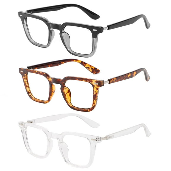 Przene 3 Pack Blue Light Blocking Glasses Anti Glare Eye Strain Glasses for Men Women Square Frame