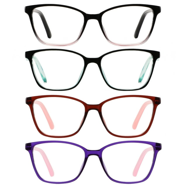 Przene 4 Pack Blue Light Blocking Reading Glasses for Women Men Eyeglasses Frame Anti Glare Lens