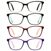 Przene 4 Pack Reading Glasses Blue Light Blocking Readers for Women Men +2.0 Anti Glare Lens