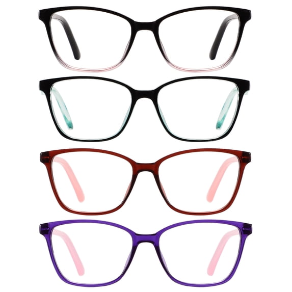 Przene 4 Pack Reading Glasses Blue Light Blocking Readers for Women Men +2.0 Anti Glare Lens