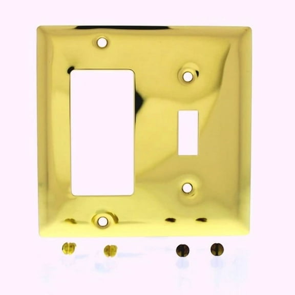 Ps 2-Gang Switch Cover Polished Solid Brass Gfci Decorator Plate Sb126-Pbcc10